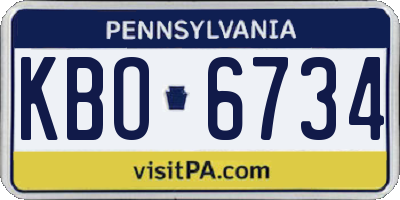 PA license plate KBO6734
