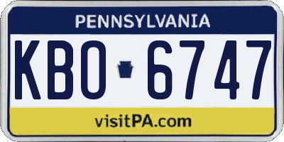 PA license plate KBO6747