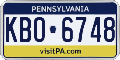 PA license plate KBO6748