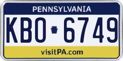 PA license plate KBO6749