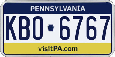 PA license plate KBO6767