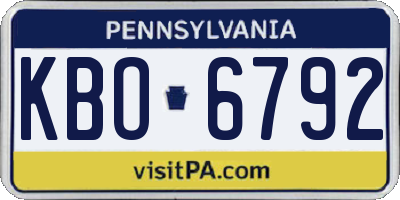 PA license plate KBO6792