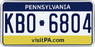 PA license plate KBO6804