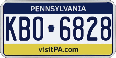 PA license plate KBO6828