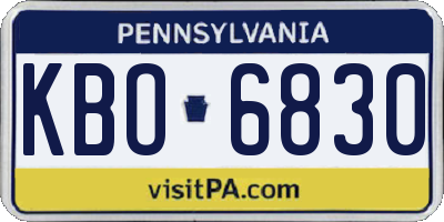 PA license plate KBO6830
