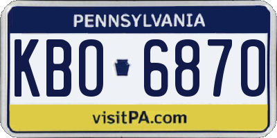 PA license plate KBO6870