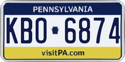 PA license plate KBO6874