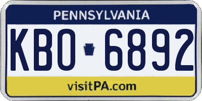 PA license plate KBO6892