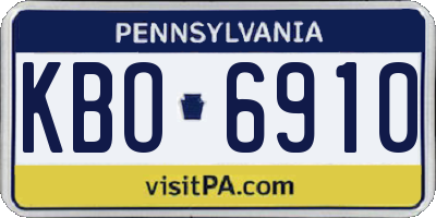PA license plate KBO6910