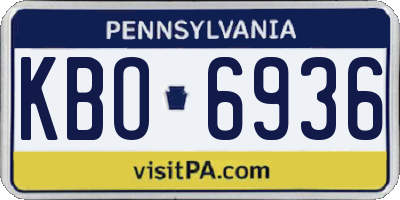 PA license plate KBO6936