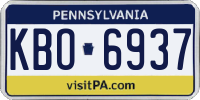 PA license plate KBO6937