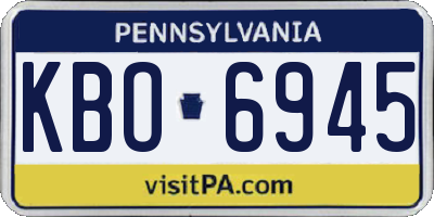 PA license plate KBO6945