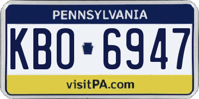 PA license plate KBO6947