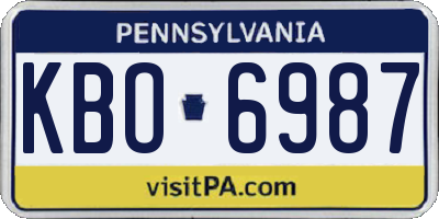PA license plate KBO6987