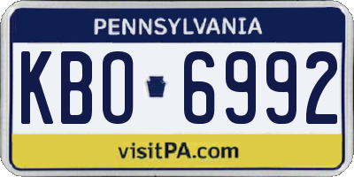 PA license plate KBO6992