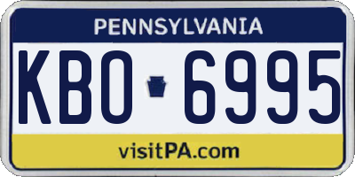 PA license plate KBO6995