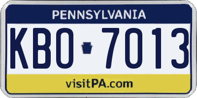 PA license plate KBO7013