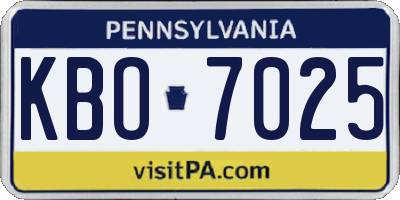 PA license plate KBO7025