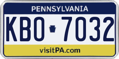 PA license plate KBO7032