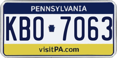 PA license plate KBO7063