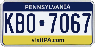 PA license plate KBO7067