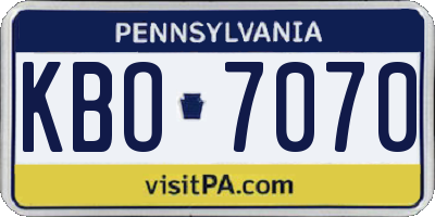PA license plate KBO7070