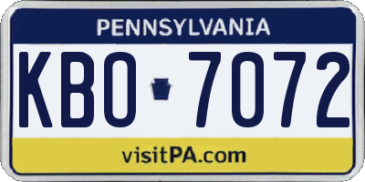PA license plate KBO7072