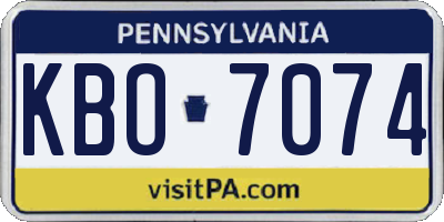 PA license plate KBO7074