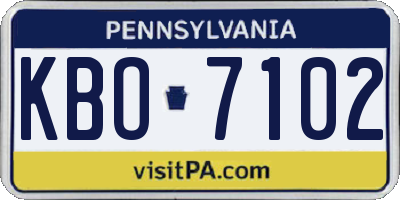 PA license plate KBO7102