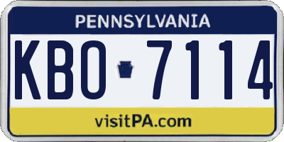 PA license plate KBO7114