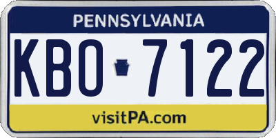 PA license plate KBO7122