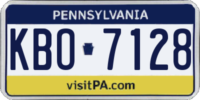 PA license plate KBO7128