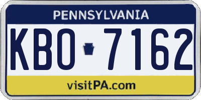 PA license plate KBO7162