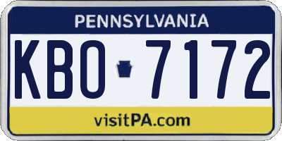PA license plate KBO7172