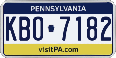 PA license plate KBO7182