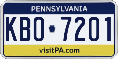 PA license plate KBO7201
