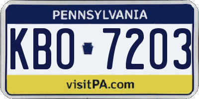 PA license plate KBO7203