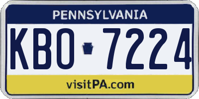 PA license plate KBO7224