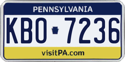 PA license plate KBO7236