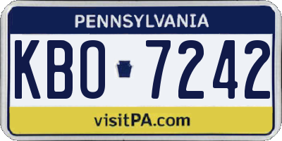 PA license plate KBO7242