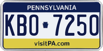 PA license plate KBO7250