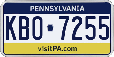 PA license plate KBO7255