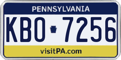 PA license plate KBO7256