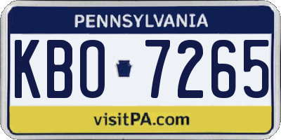 PA license plate KBO7265