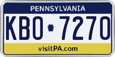 PA license plate KBO7270