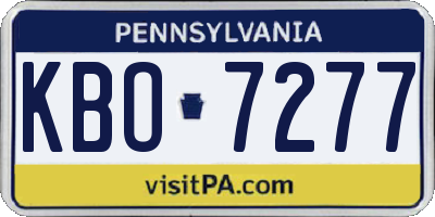 PA license plate KBO7277