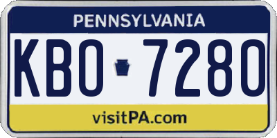 PA license plate KBO7280