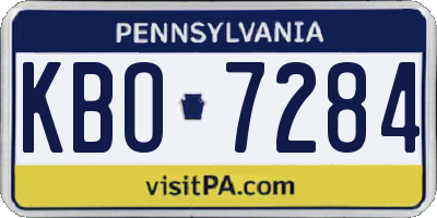 PA license plate KBO7284