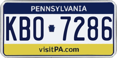 PA license plate KBO7286