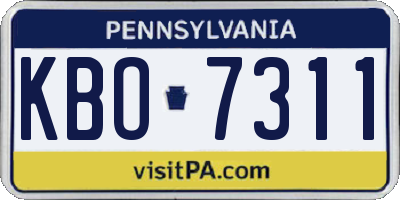 PA license plate KBO7311